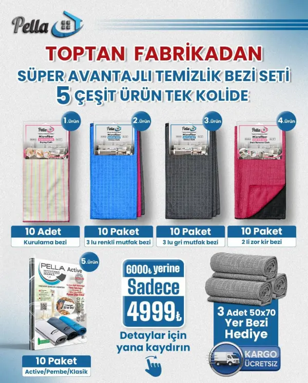 PELLA ** SÜPER AVANTAJLI PAKET ** 5 ÜRÜN (1 KOLİ) İÇERİSİNDE ( TOPLAM 123 PARÇA ) ** KARGO ÜCRETSİZ 