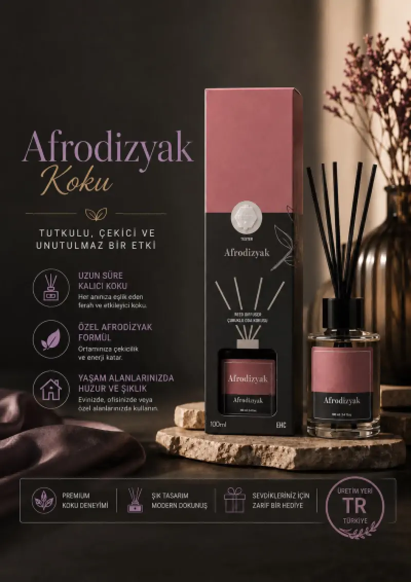 100ML ( Afrodizyak ) Çubuklu Oda Kokusu Dolap Banyo Ev Oda Parfümü