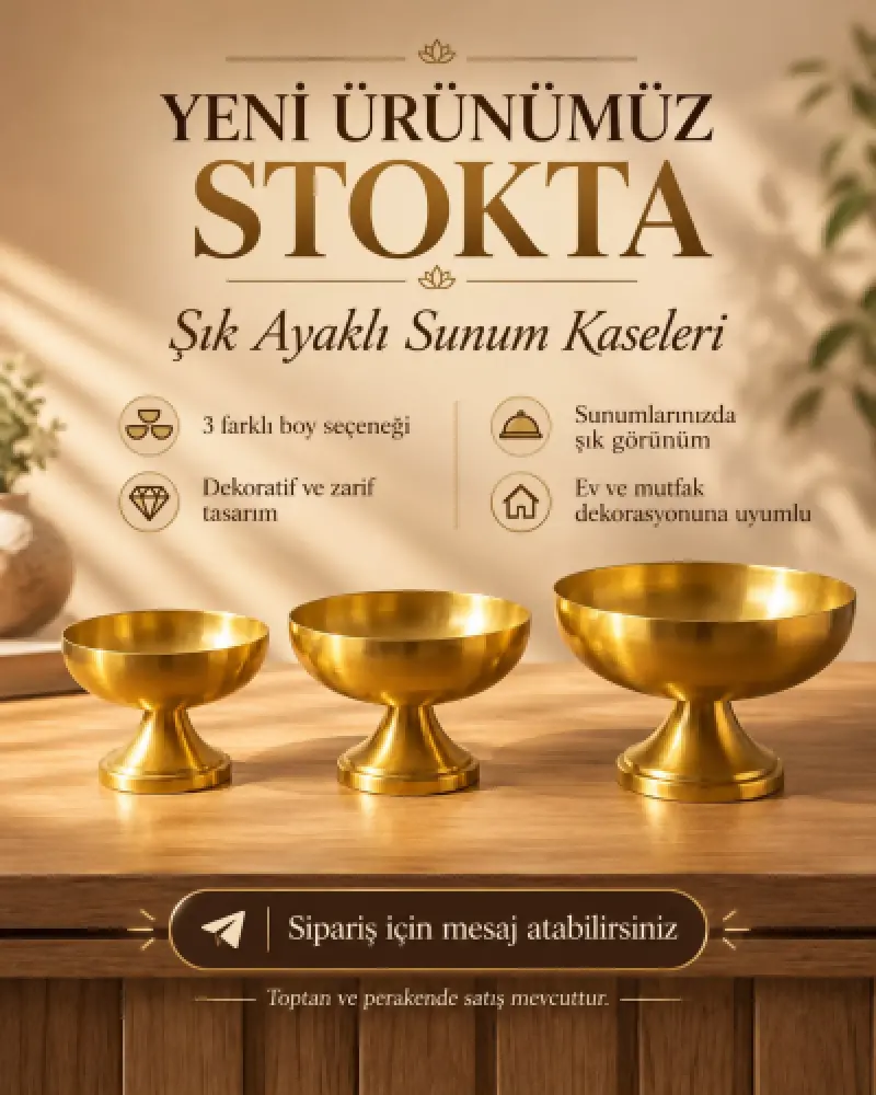 ALMİNA METAL AYAKLI GOLD SUNUMLUK KÜÇÜK