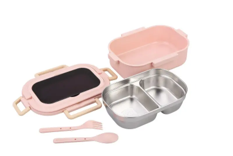 Çelik Beslenme kabı İki Bölmeli (PEMBE)