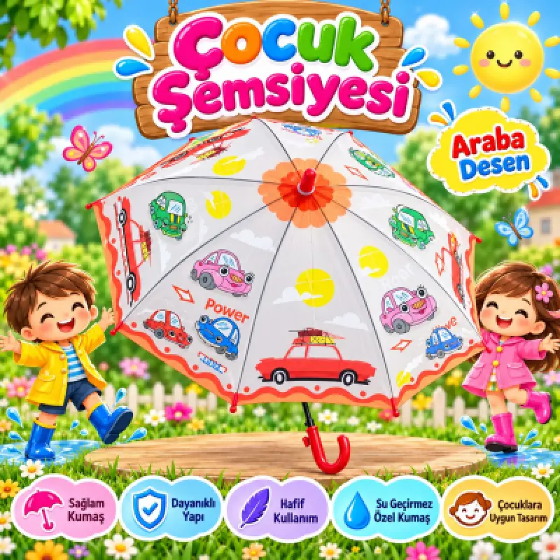 Çocuk Şemsiyesi Figürlü - Kırmızı
