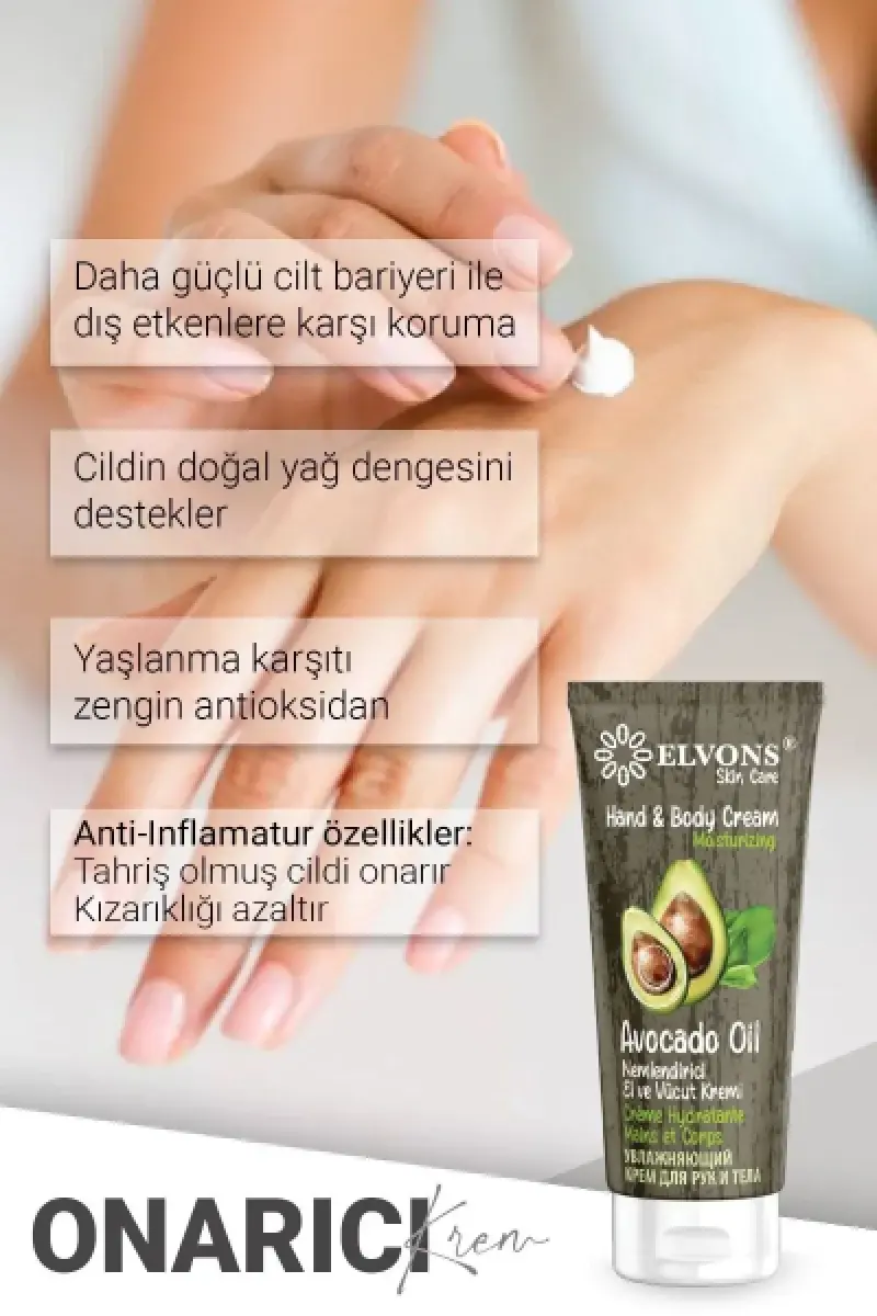 ELVONS Nemlendirici El ve Vücut Kremi Avokado Yağı 100 ml