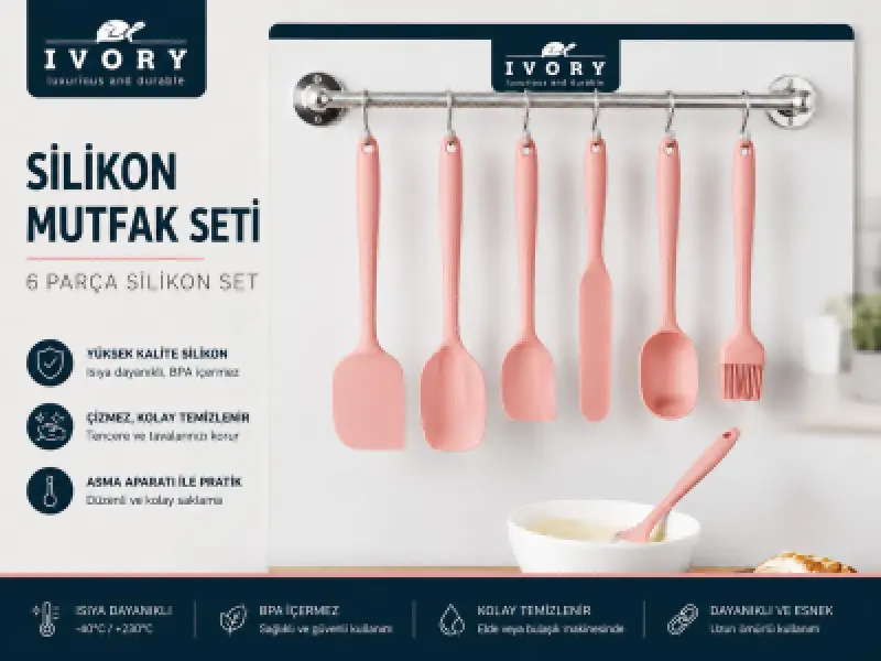 İvory Luccı Silikon Mutfak Seti 6 Parça ( PEMBE ) ( SL 176 )