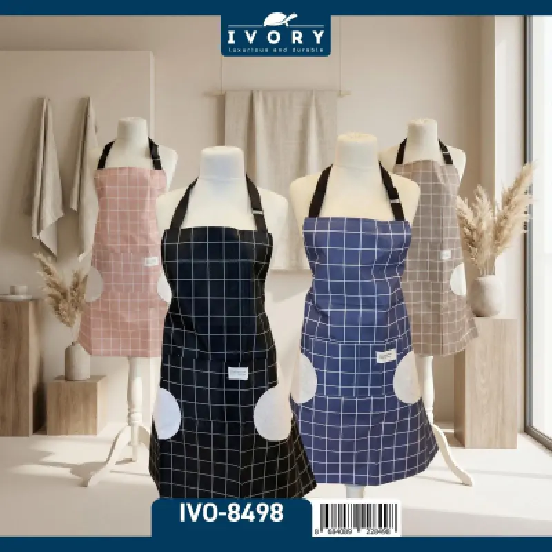 Ivory su geçirmez desenli mutfak önlüğü (IVO-8498)