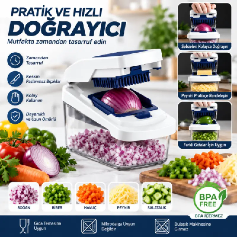 Lüks Rende Seti 1.8L Pratik Doğrayıcı TOPLAM 15 PARÇA
