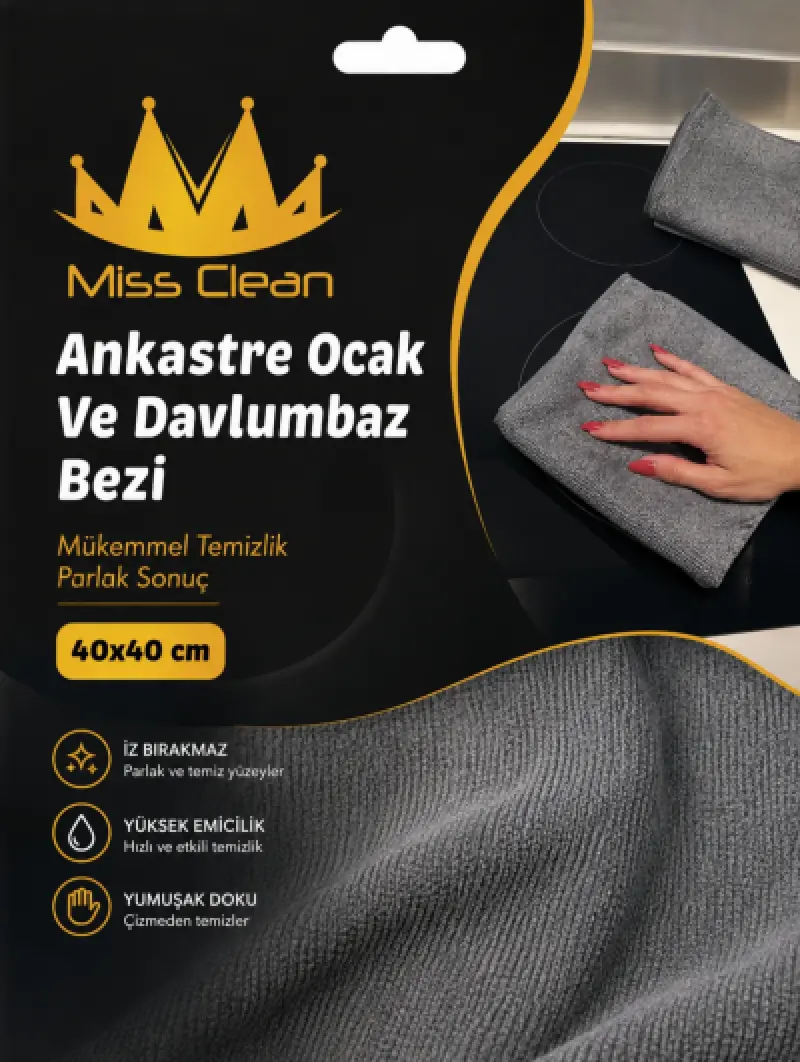 Miss Clean 3'lü Ankastre Ocak ve Davlumbaz Bezi ( 40 x 40 )