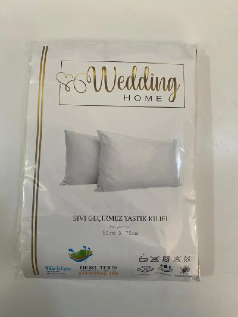 Su Geçirmez Yastık Alezi Çift Kişilik 50x70 cm Düz Beyaz ( 2 ADET ) 
