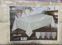 Gardenya Ekru Antika Desenli Masa Örtüsü 160X220 cm. CAPUÇİNO