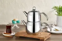 Eda Orta Çelik Kulplu Çaydanlık Takımı ALT 2.25 lt ÜST 1.25 lt ( ZK-521 )