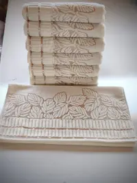 Yaprak Kadife Desen El Yüz Havlusu 6'Lı 