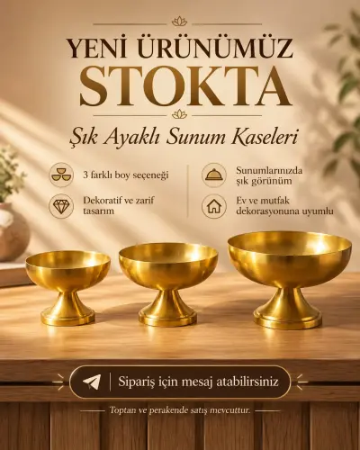 ALMİNA METAL AYAKLI GOLD SUNUMLUK BÜYÜK