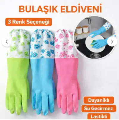 Baysa Uzun Kollu Bulaşık Eldiveni Lastikli 