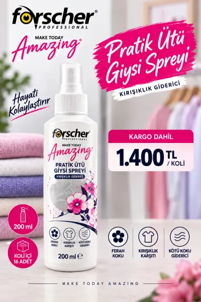 Forscher Pratik Ütü Giysi Spreyi ( 16 adet ) ÜCRETSİZ KARGO