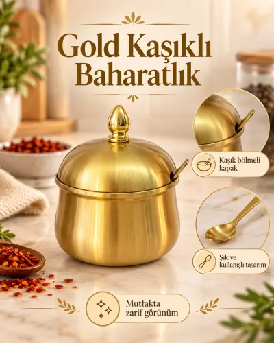 GOLD METAL KAŞIKLI ŞEKERLİK