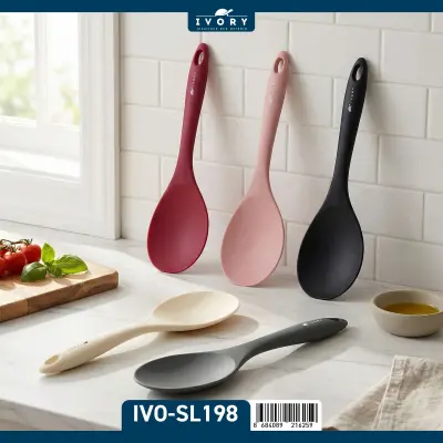 İvory ( 24 ADET ) Silikon Jumbo Servis Kaşığı Geniş ( KARMA RENK ) SL-198