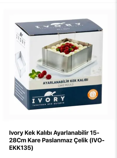 Ivory Kek Kalıbı Ayarlanabilir 15-28Cm Kare Paslanmaz Çelik (IVO-EKK135)