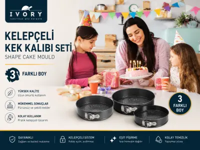 Ivory Kelepçeli Kek Kalıbı Seti ( EKK03)