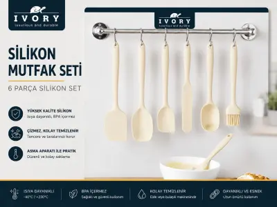 İvory Luccı Silikon Mutfak Seti 6 Parça ( KREM ) ( SL 176 )