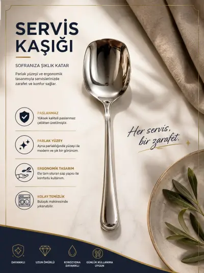 Ivory paslanmaz çelik Aura Servis kaşığı (IVO-ME313)