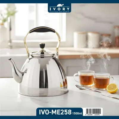 Ivory Süzgeçli Çelik Demlik 1,5lt Sılver (Ivo-me258)