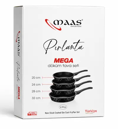 MAAS 4 LÜ Pırlanta Mega Döküm Granit Tava Seti ( 20/24/28/32 )