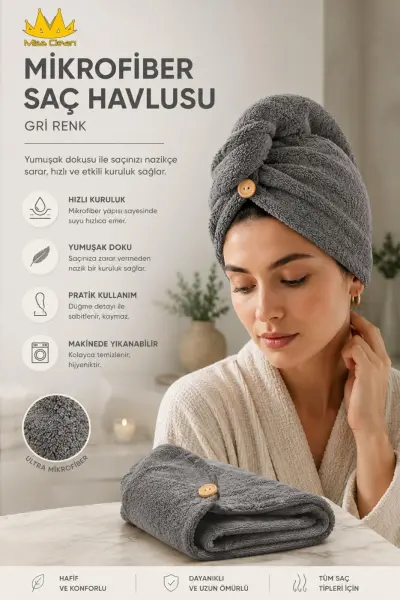 Miss Clean Saç Duş Bonesi Düğmeli