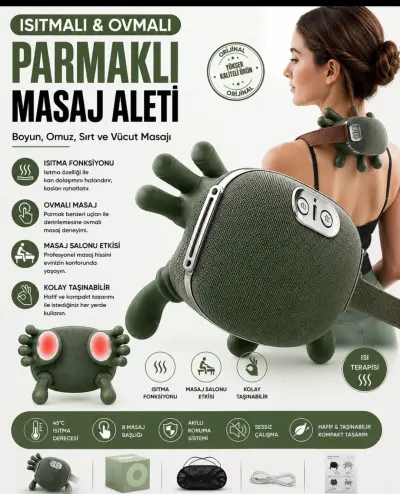 Şarjlı El Hissiyatlı Avuç Içi Kızılötesi Isıtmalı Boyun Omuz ve Sırt Masaj Aleti