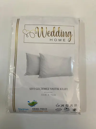 Su Geçirmez Yastık Alezi Çift Kişilik 50x70 cm Düz Beyaz ( 2 ADET ) 